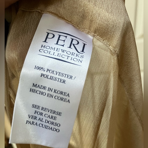 One pair long taupe/tan sheer drapery. 86”long. Ea half is 42” wide, x2=84”wide. - Picture 1 of 2